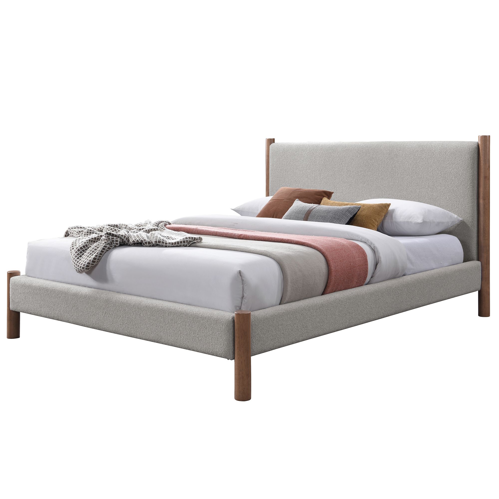 Zoran Platform Bed in Mushroom and Walnut
