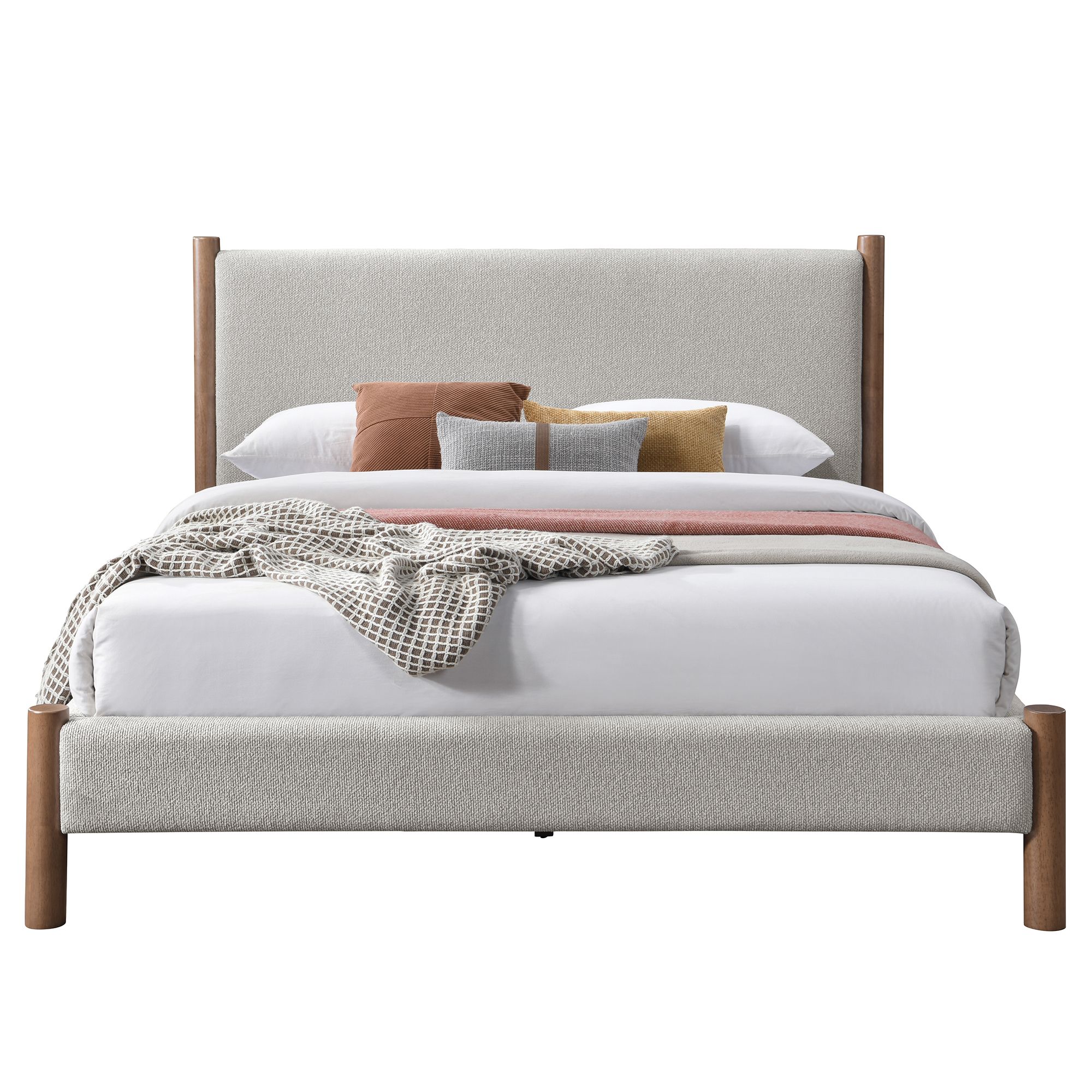 Zoran Platform Bed in Mushroom and Walnut