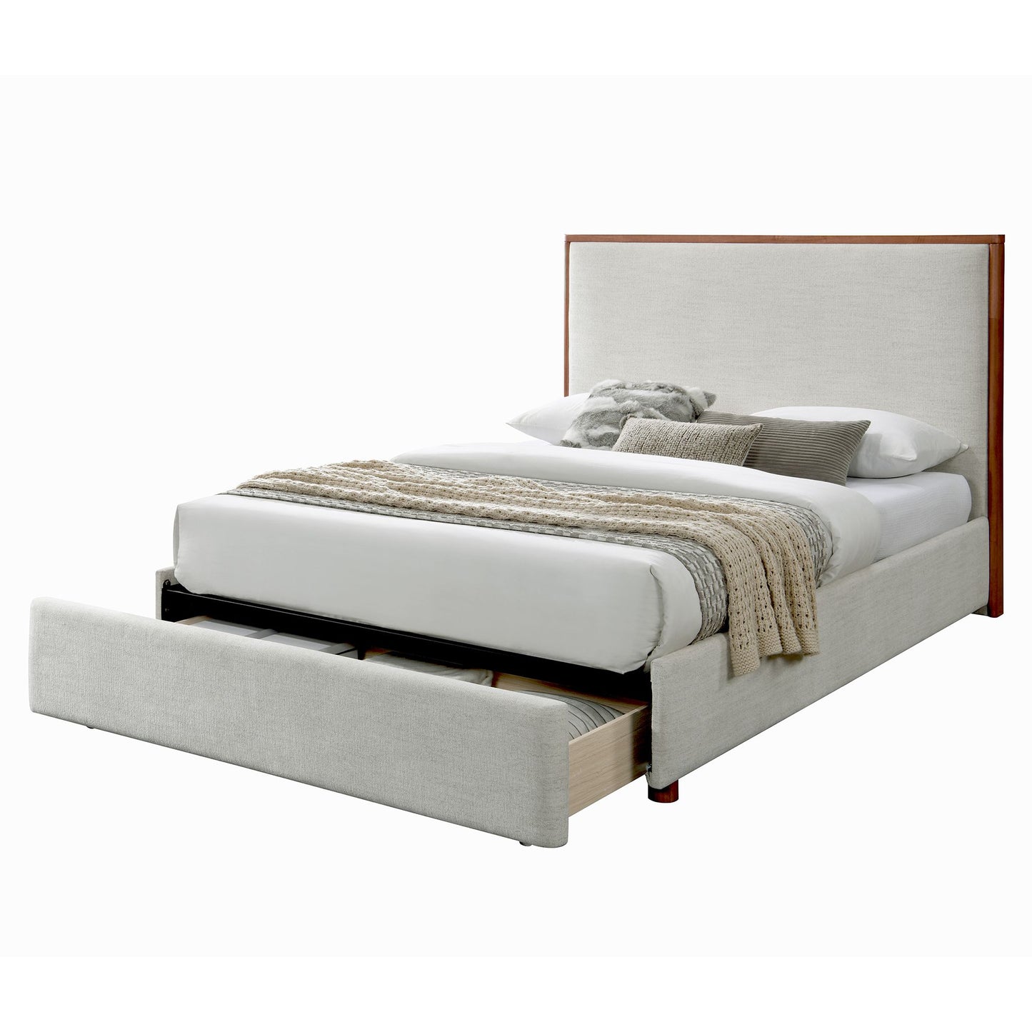 Andover Platform Bed with Drawer in Oat