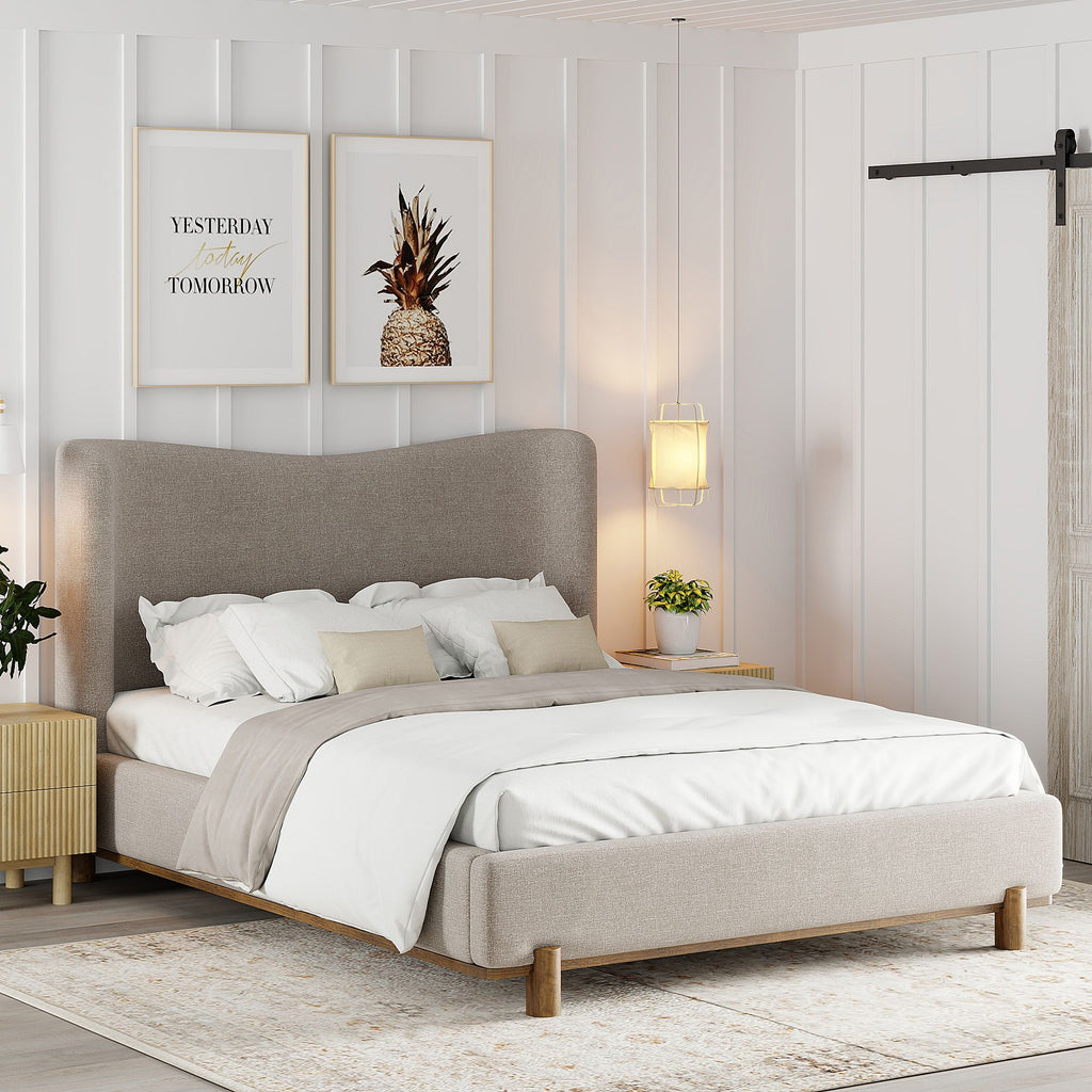 Lit plateforme Isadora en beige foncé 