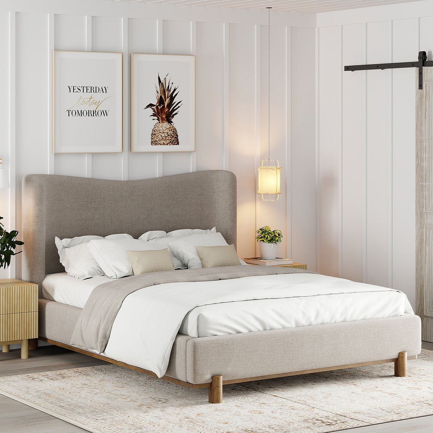 Lit plateforme Isadora en beige foncé 