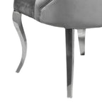 Lily Grey Velvet Dining Chair with Chrome Ring Knocker Set of 2