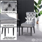 Modern Dining Set – Espresso Solid Wood Table with Tufted Nailhead Chairs