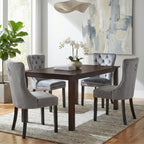MADRID VELVET DINING CHAIR WITH NAILHEAD TRIM & CHROME KNOCKER – LUXURY BUTTON-TUFTED DINING CHAIR
