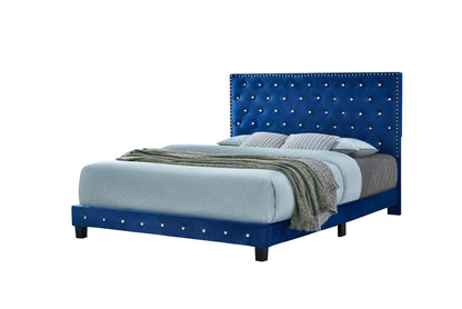 Diamond Bed (Queen) (fabric Velvet Blue)