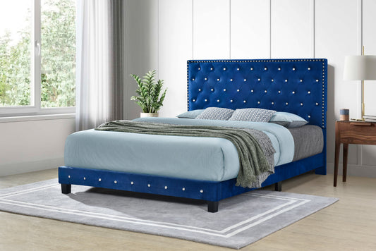 Diamond Bed (Queen) (fabric Velvet Blue)