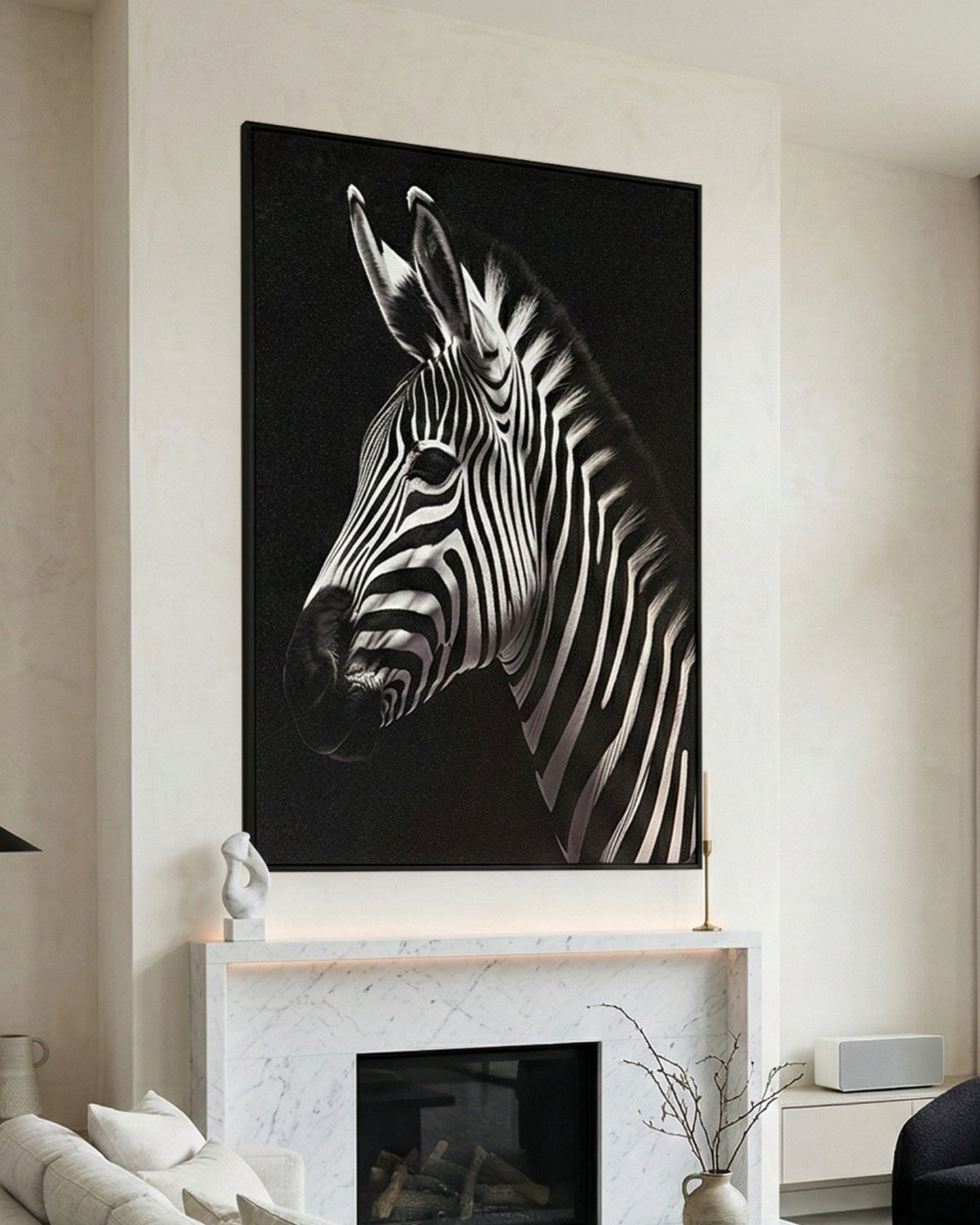 3D ZEBRA Wall Art with Metal Frame
