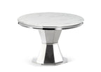 Table à manger ronde avec plateau en marbre blanc Rocco