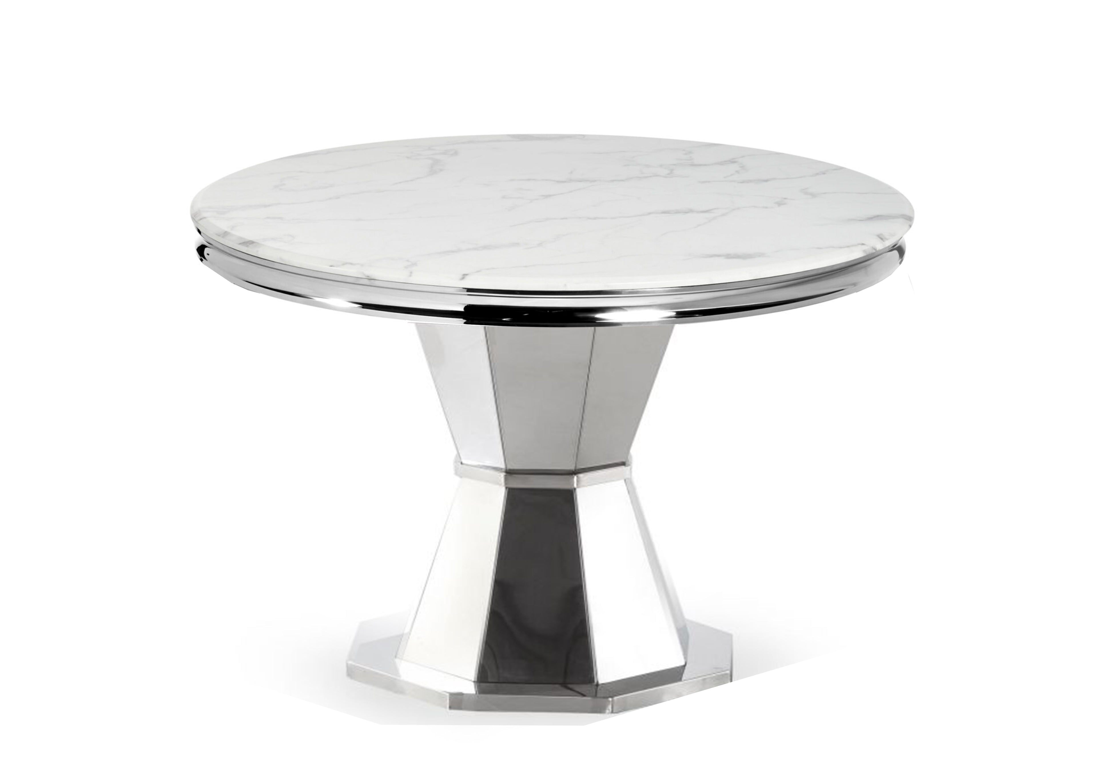 Rocco Round White Marble Top Dining Table