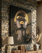 Tableau mural 3D Cheveux d'or avec cadre en métal 