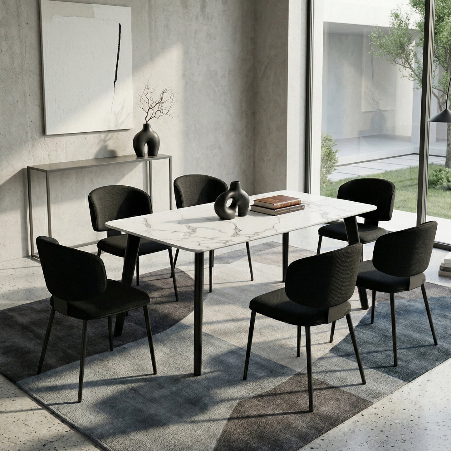 NINJA SINTERED STONE DINING TABLE WITH LOOMIE CHAIRS