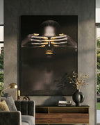 Tableau mural 3D « Yeux cachés » avec cadre en métal 