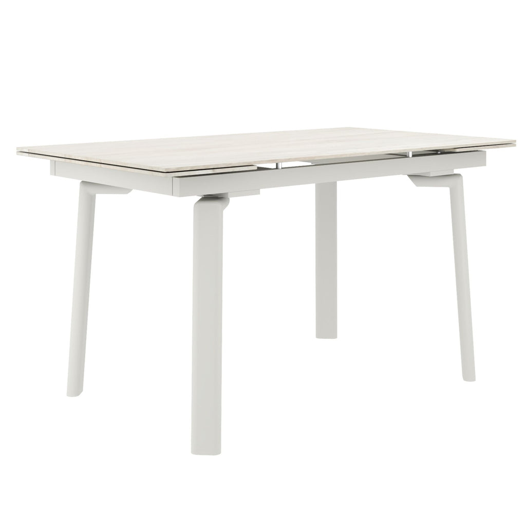 Bellaro Dining Table with Extension, 55"-79" in Travertine and Cream