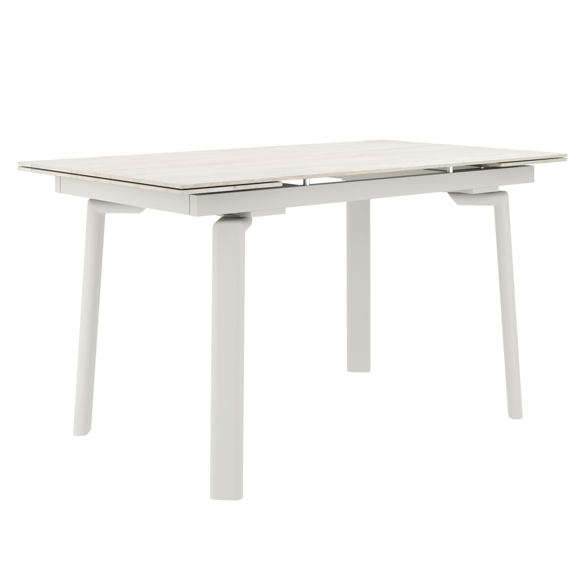 Bellaro Dining Table with Extension, 55"-79" in Travertine and Cream