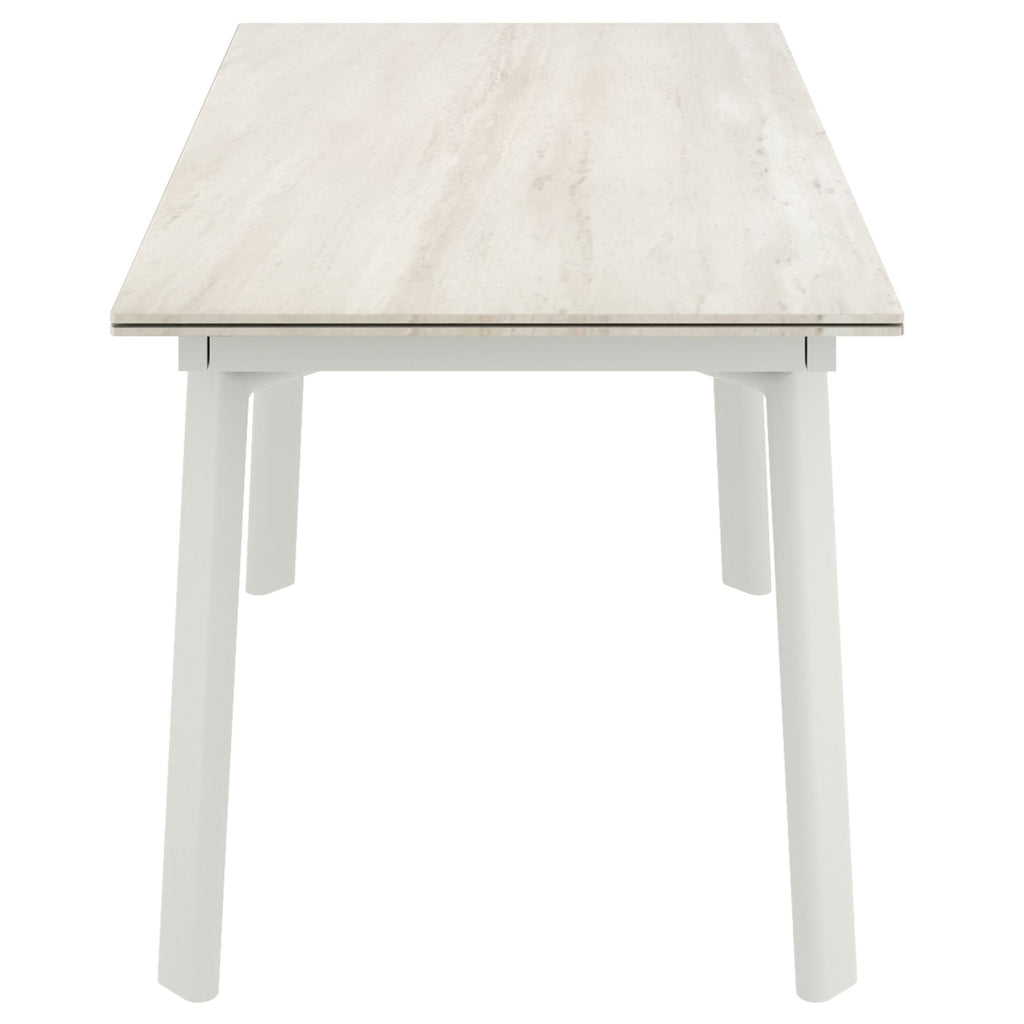 Bellaro Dining Table with Extension, 55"-79" in Travertine and Cream