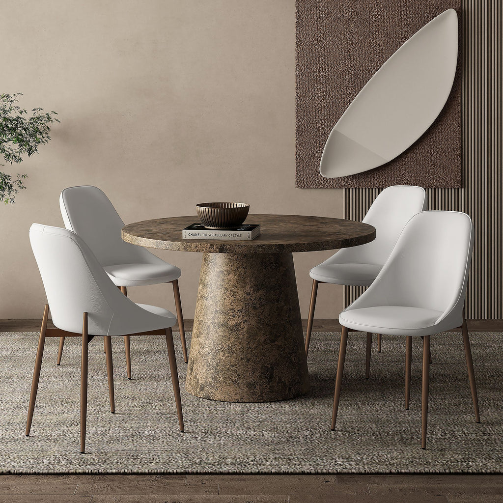 Godiva Round Pedestal Dining Table, 48" in Faux Grey Stone