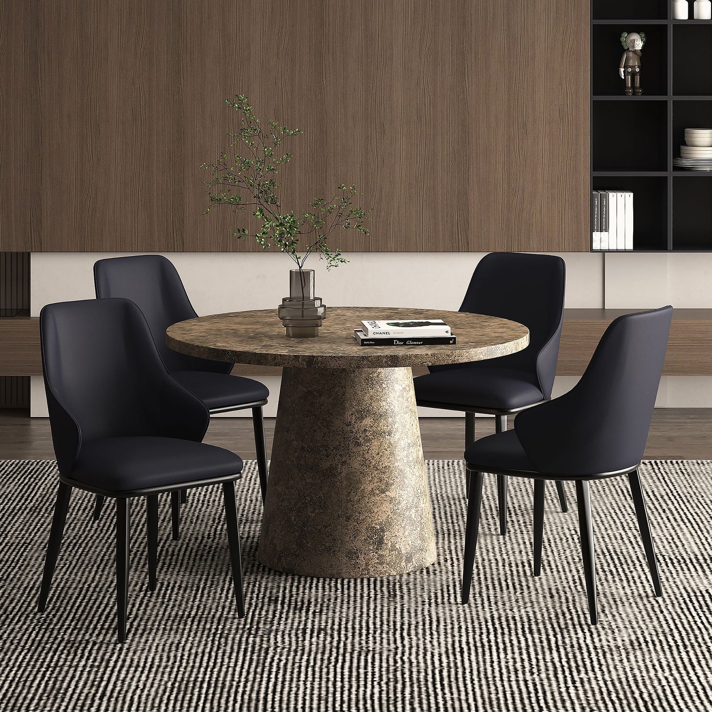 Godiva Round Pedestal Dining Table, 48" in Faux Grey Stone