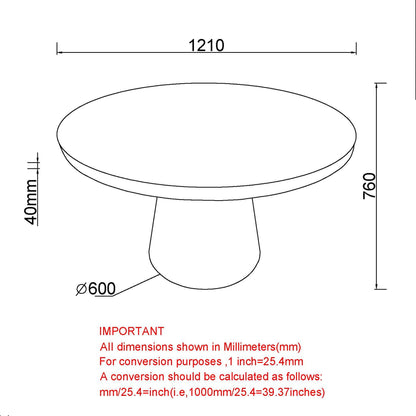 Godiva Round Pedestal Dining Table, 48" in Faux Grey Stone