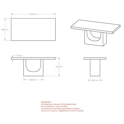 Aurelia Rectangular Dining Table, 71 inch