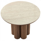 Seaton Round Dining Table, 47" in Walnut and Travertine
