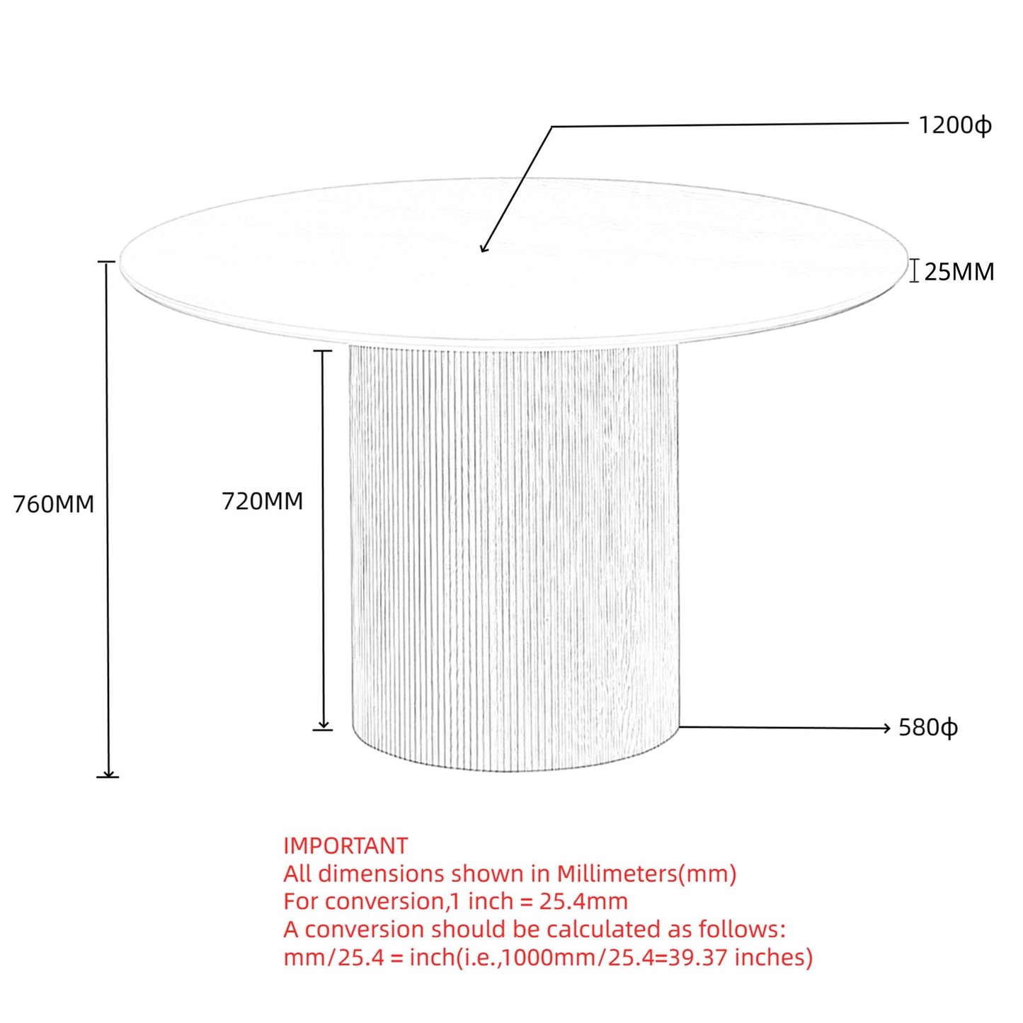 Tovas Round Dining Table 47 INCH
