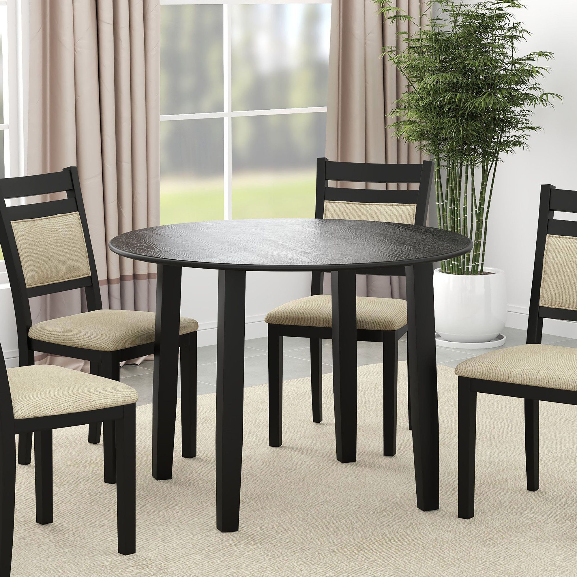 Conrad Round Drop-Leaf Dining Table, 42" in Black
