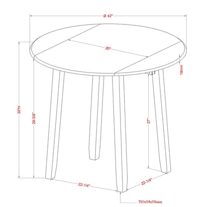 Conrad Round Drop-Leaf Dining Table, 42" in Black