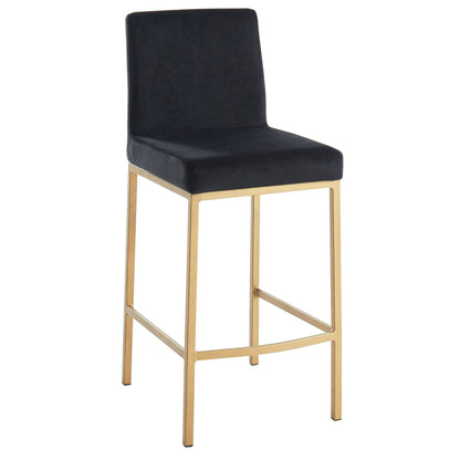 Tabouret de bar Diego 26 po, lot de 2, gris et pieds en or vieilli