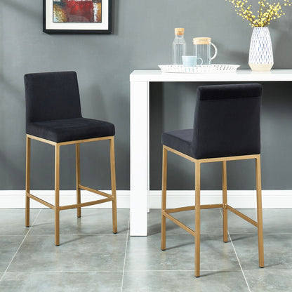 Tabouret de bar Diego 26 po, lot de 2, gris et pieds en or vieilli