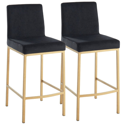 Tabouret de bar Diego 26 po, lot de 2, gris et pieds en or vieilli