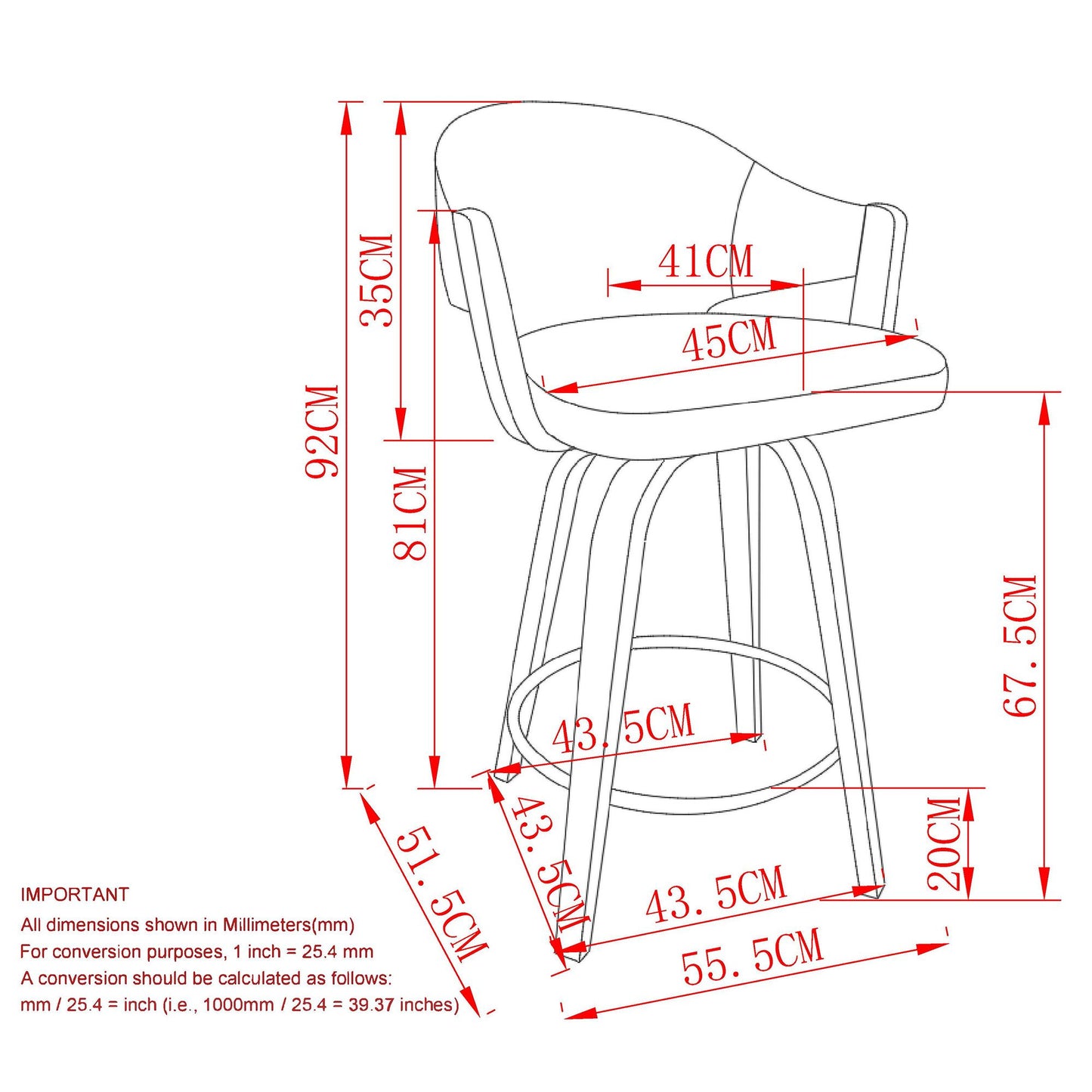 Freya 26" Counter Stool with Swivel, Set of 2
