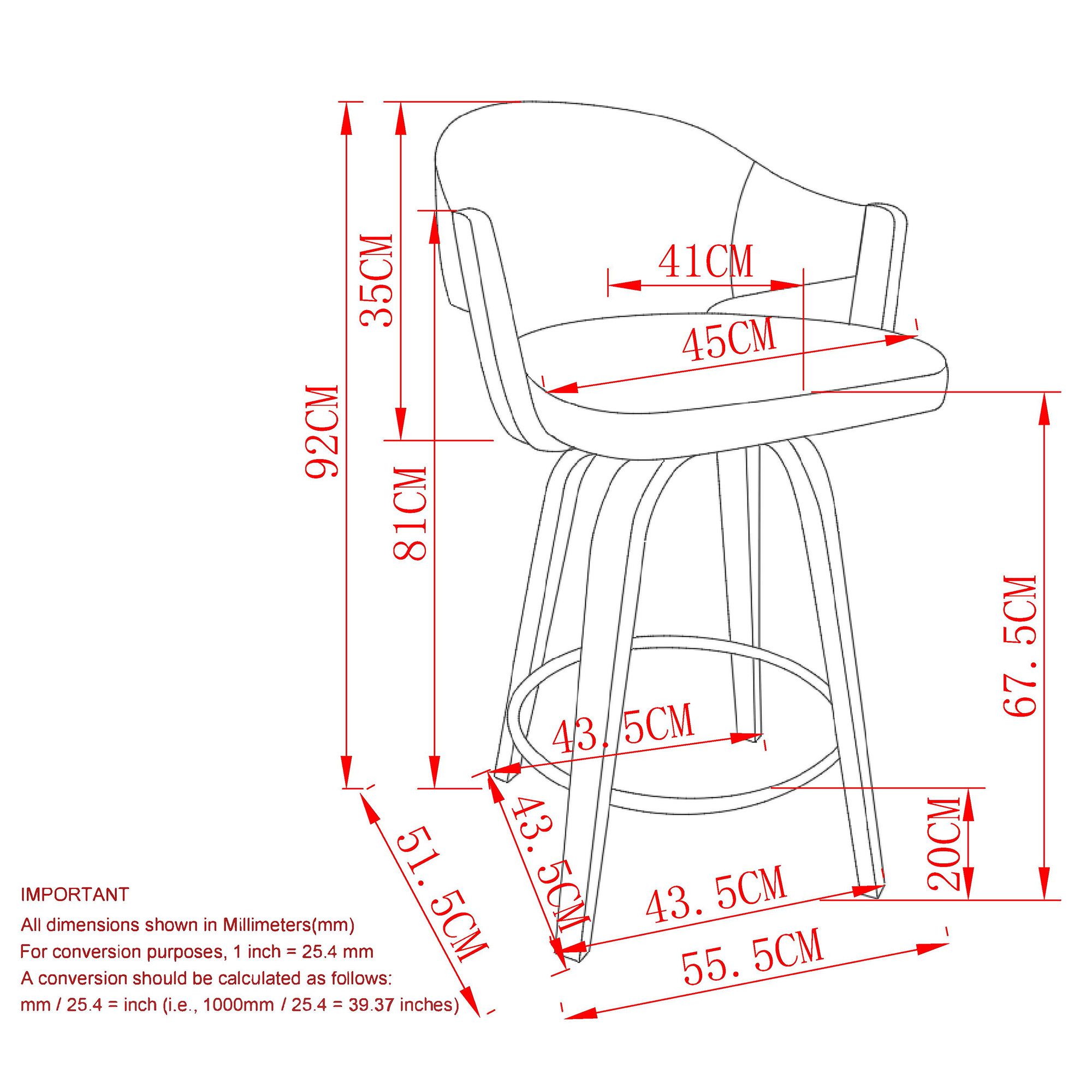 Freya 26" Counter Stool with Swivel, Set of 2