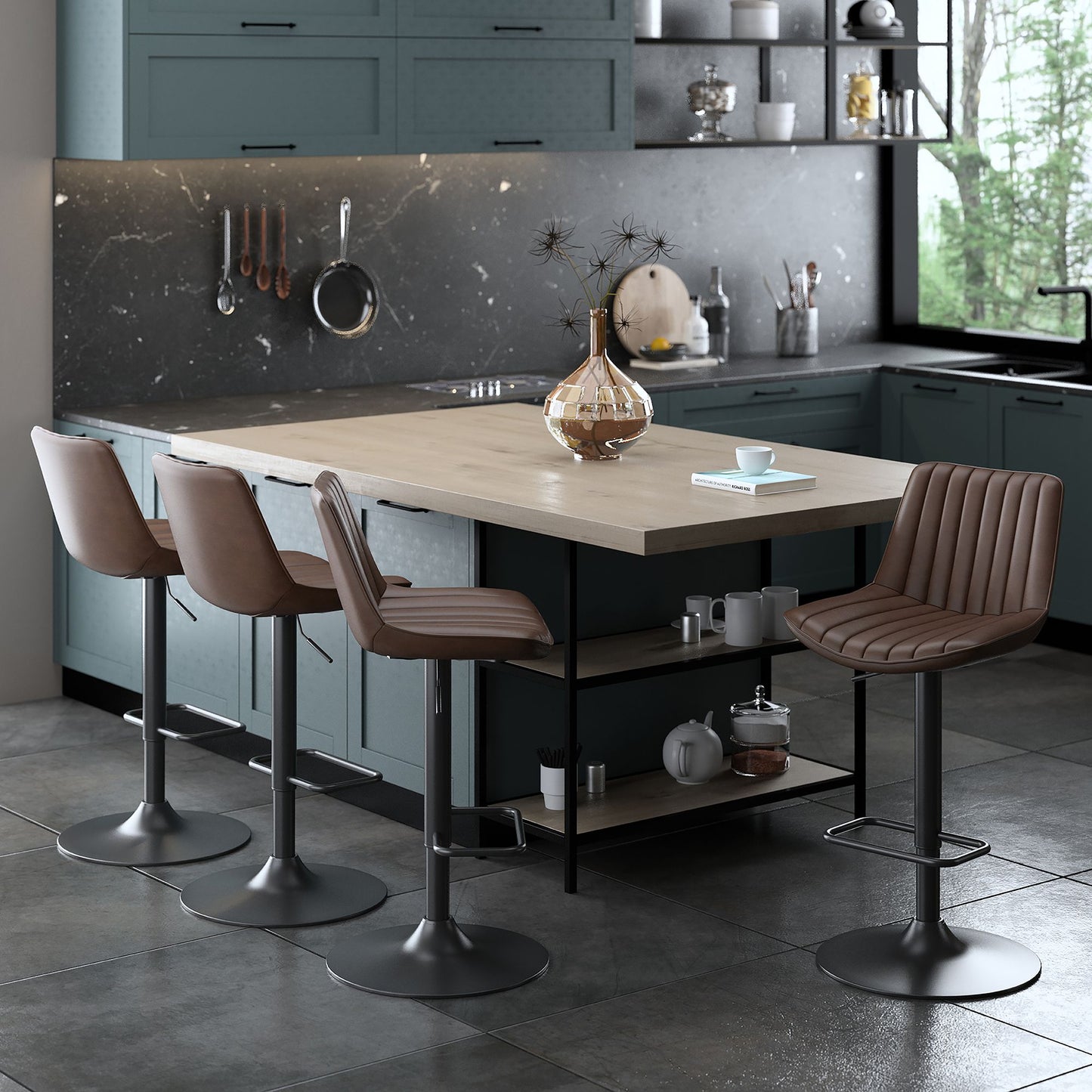 Kosi Adjustable Air-Lift Stool, set of 2