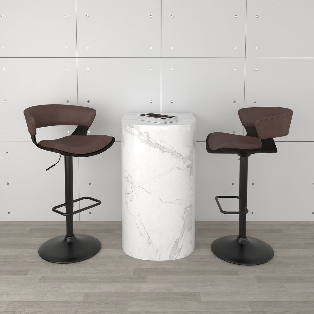 Rover Adjustable Air Lift Stool in Brown and Black Set of 2