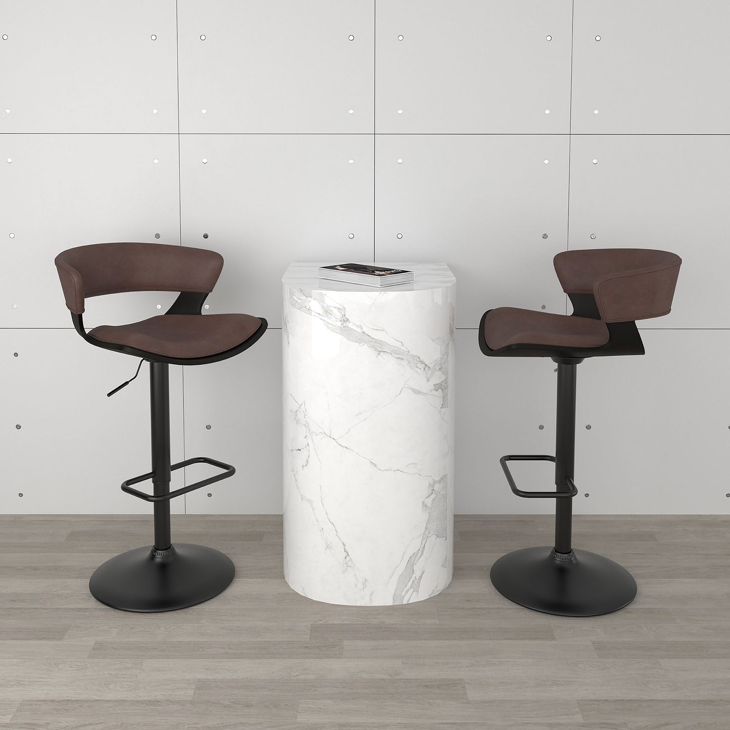 Rover Adjustable Air Lift Stool in Brown and Black Set of 2