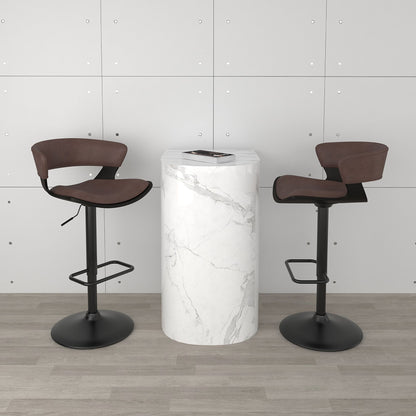 Rover Adjustable Air Lift Stool in Brown and Black Set of 2