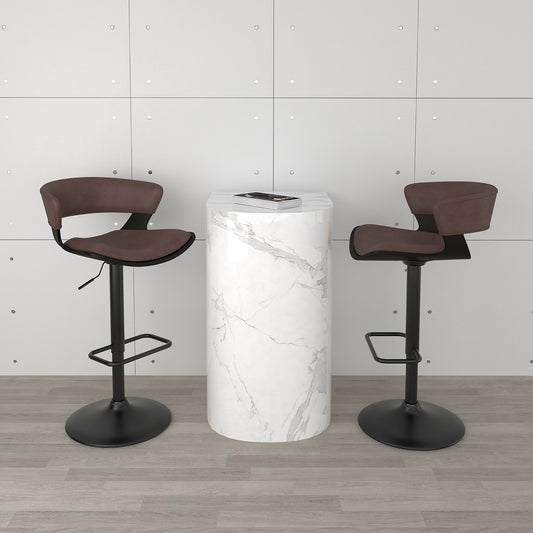 Rover Adjustable Air Lift Stool in Brown and Black Set of 2