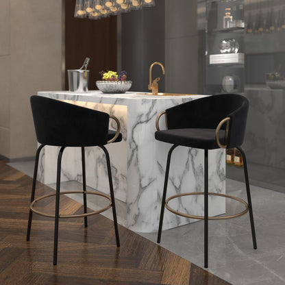 Tabouret de bar Lavo 26 po, lot de 2 en gris, noir et or