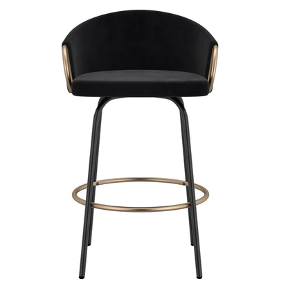 Tabouret de bar Lavo 26 po, lot de 2 en gris, noir et or