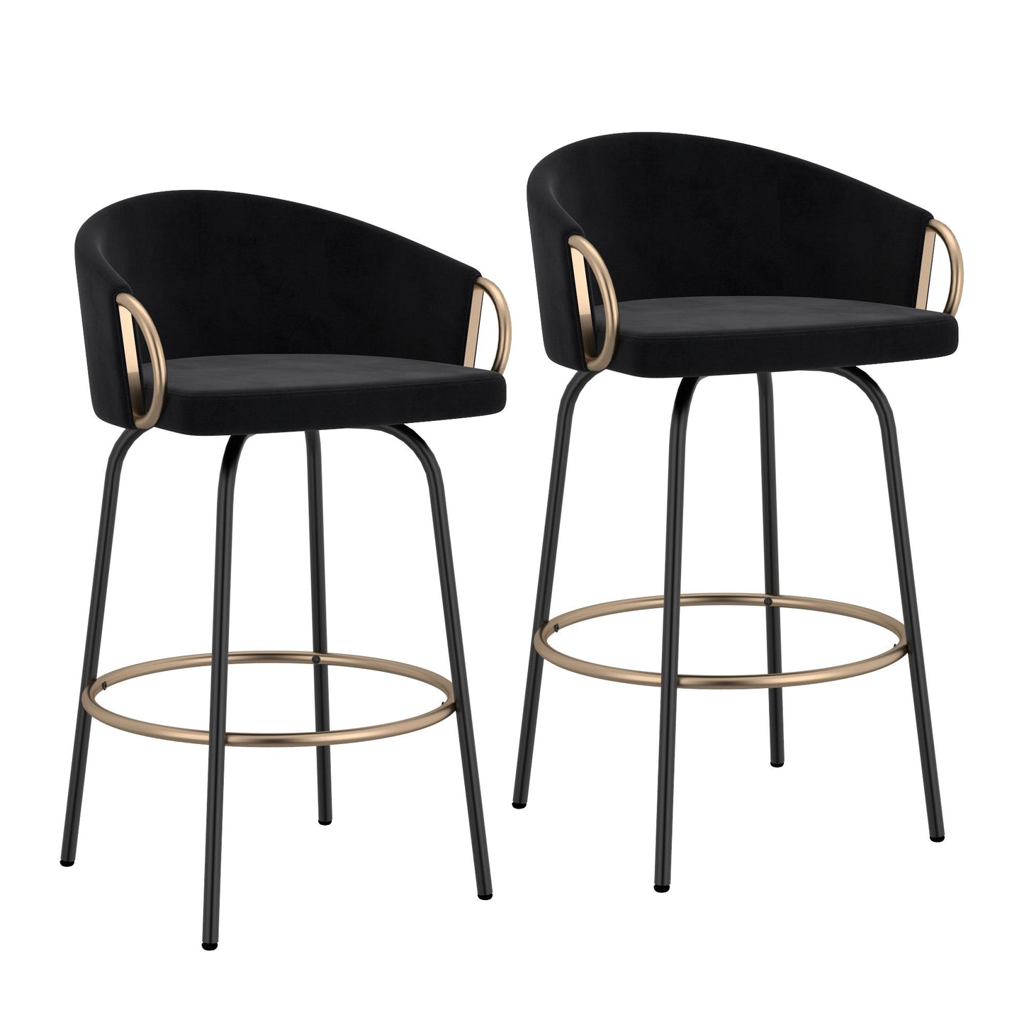 Tabouret de bar Lavo 26 po, lot de 2 en gris, noir et or