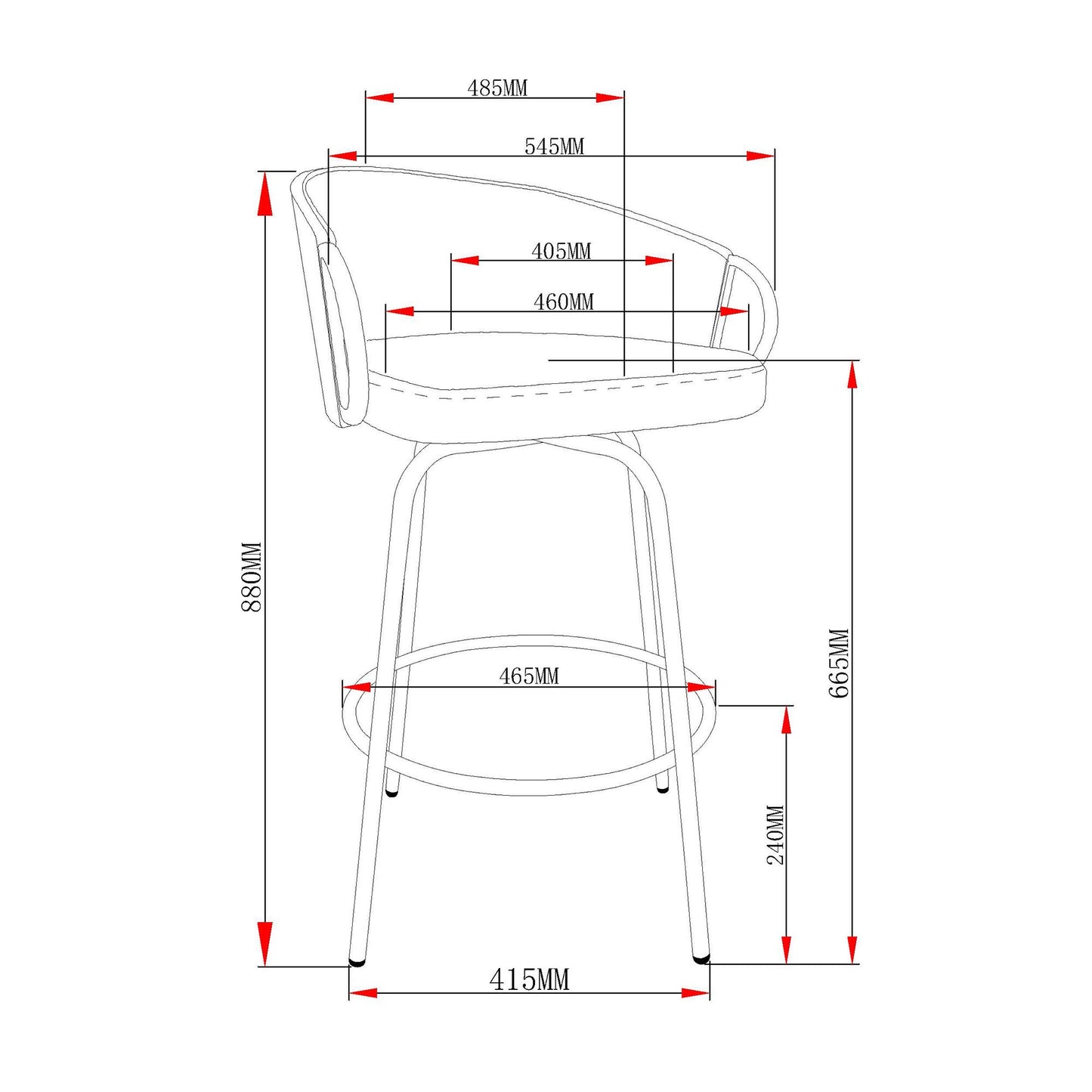 Tabouret de bar Lavo 26 po, lot de 2 en gris, noir et or