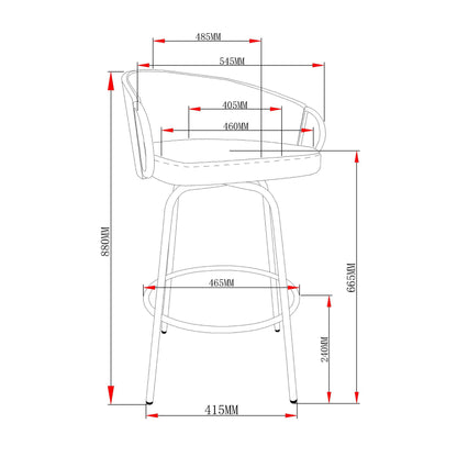 Tabouret de bar Lavo 26 po, lot de 2 en gris, noir et or