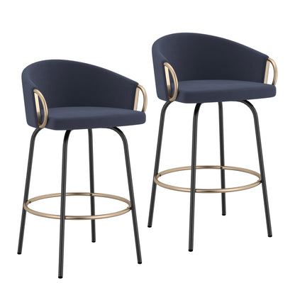Tabouret de bar Lavo 26 po, lot de 2 en gris, noir et or