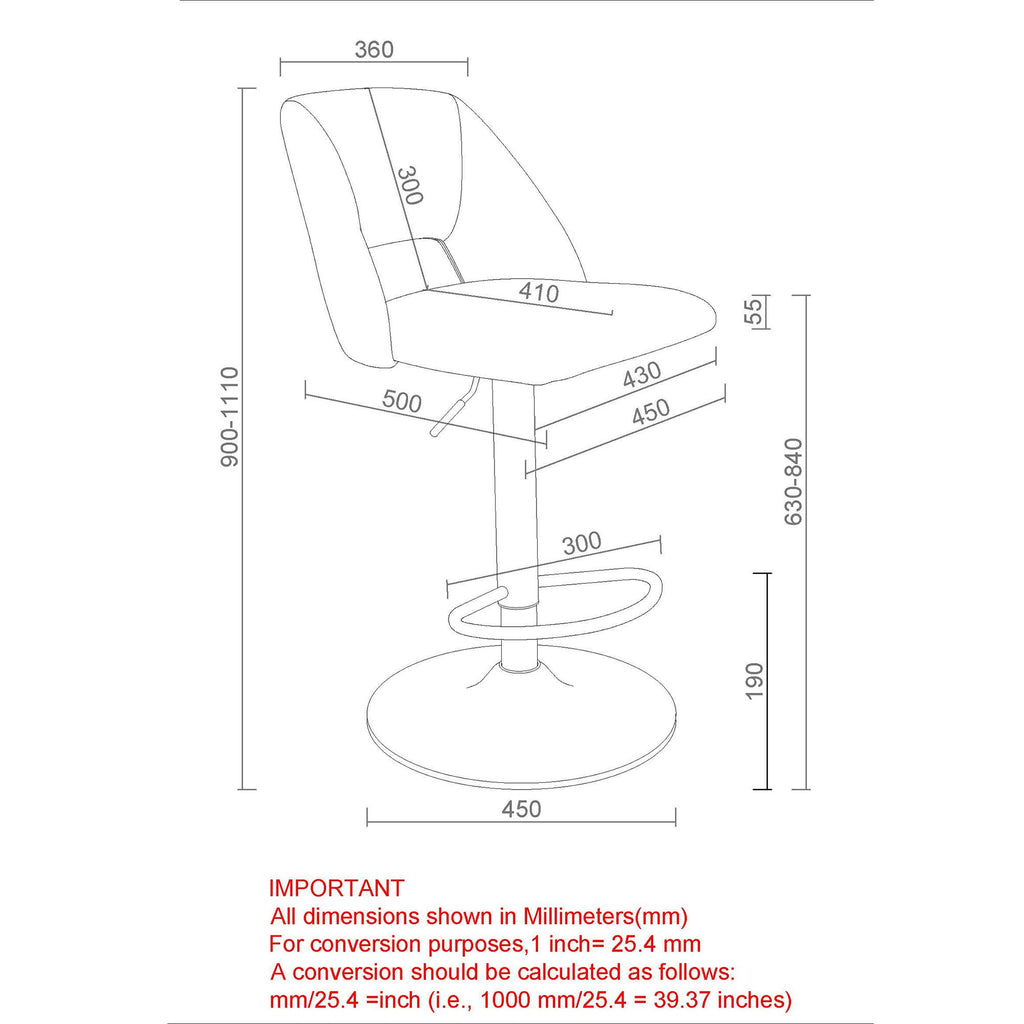 Tabouret à suspension pneumatique réglable Adler, lot de 2 