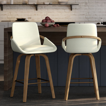 Parker 26" Counter Stool with Swivel, Set of 2 in Ivory and Whitewash