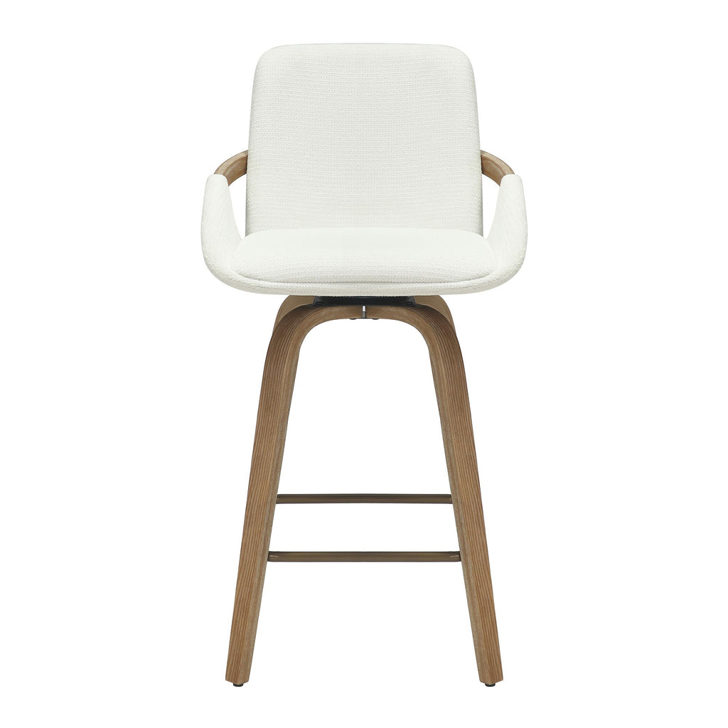 Parker 26" Counter Stool with Swivel, Set of 2 in Ivory and Whitewash