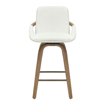 Parker 26" Counter Stool with Swivel, Set of 2 in Ivory and Whitewash