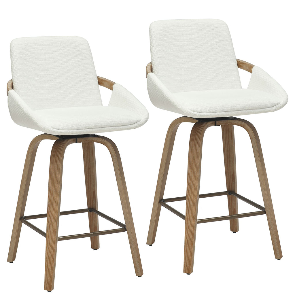 Parker 26" Counter Stool with Swivel, Set of 2 in Ivory and Whitewash