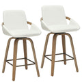 Parker 26" Counter Stool with Swivel, Set of 2 in Ivory and Whitewash