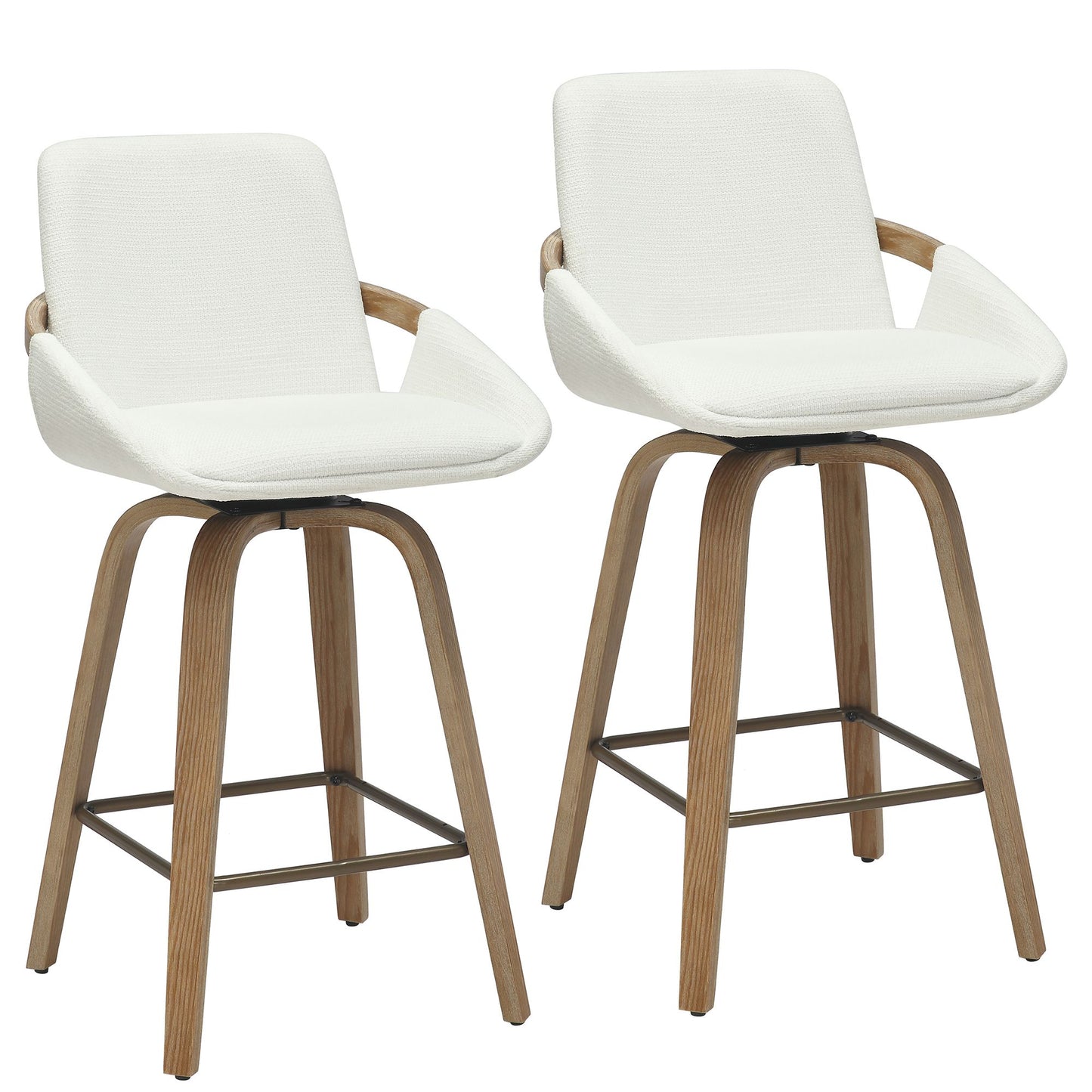 Parker 26" Counter Stool with Swivel, Set of 2 in Ivory and Whitewash
